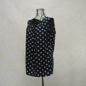 MERONA Black Sleeveless White PolkaDot Blouse